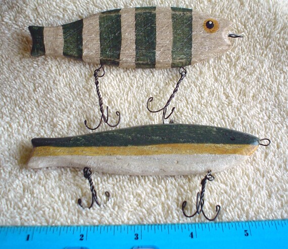 2 Wooden Fishing Lures Cabin Wall Decor Beach Decorations Etsy