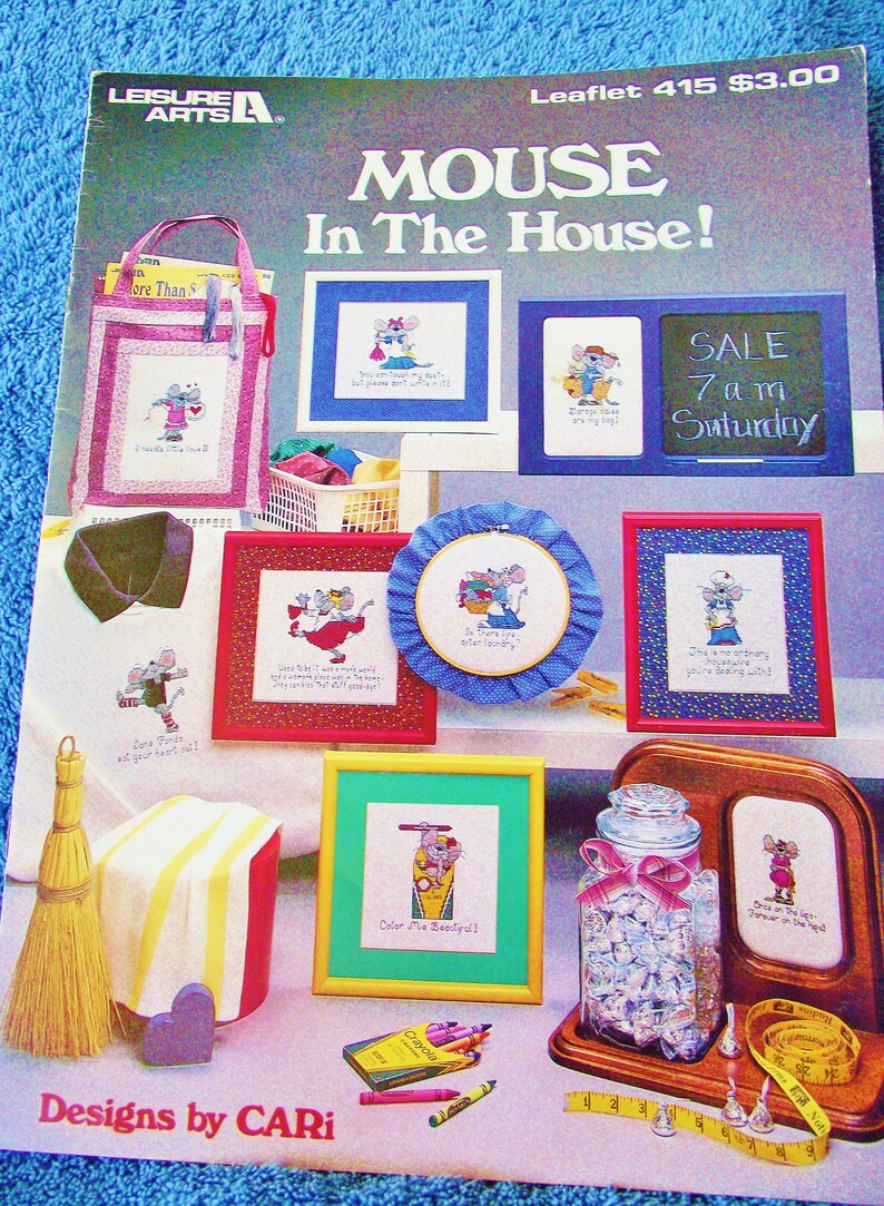 Leisure Arts Leaflet 415 MOUSE In The HOUSE Cross Stitch Pattern Designs By Cari