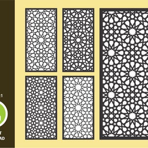 Geometric Moroccan Pattern Panel Templates SVG Set #01 vector files, for laser cut. Room Divider SVG. Decorative Panel DXF