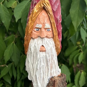 Santa carved in northern black cottonwood bark