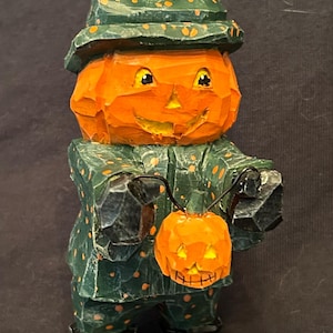 Gentleman Jack-O-Lantern wood carving