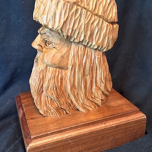 This is a bust of a mountain man of my own design, carved in gorgeous butternut wood.