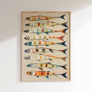 Sardines Art Print, Kitchen Wall Art, Sardines Poster, Kitchen Food Poster, Digital Prints, Printable