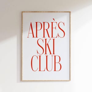アフタースキー ウォールアートプリント、アフタースキークラブの冬の絵画、ビンテージスキーポスター、居心地の良いスキーシャレーの装飾、雪山のプリント、印刷可能なアート
