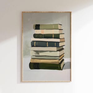 Bookish Art Print, Stack of Books Painting, Booking Wall Art, Printable Wall Decor, Book Lover Print, Reader Art Print, Book Poster