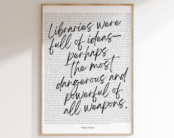 Lámina de pared "Trono de Cristal", Sarah J. Maas, lámina con citas de libros, láminas para amantes de los libros, regalos para amantes de los libros, descarga digital imprimible