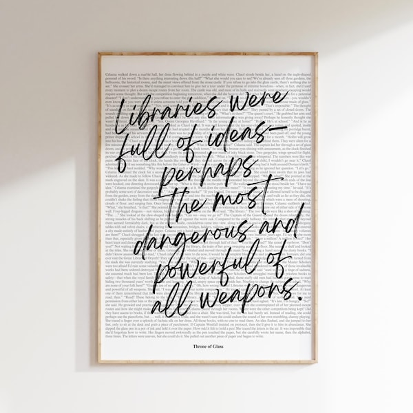 Throne of Glass Wall Art Print, Sarah J Maas, Book Quotes Art Print, Bookish Prints, Book Lover Gifts, Digital Download Printable