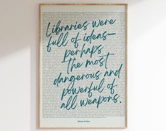 Lámina de pared "Trono de Cristal", Sarah J. Maas, lámina con citas de libros, láminas literarias, regalos para amantes de la lectura, descarga digital imprimible