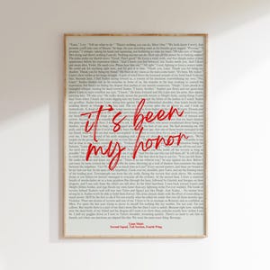 Book Quote Print, Fourth Wing Quote, Rebecca Yarros, It’s Been My Honor, Wall Art, Book Lover Poster, Printable