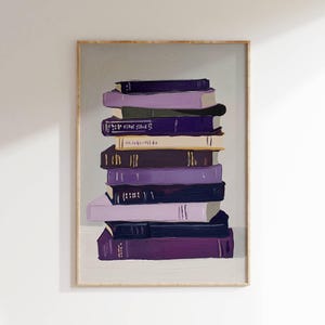 Bookish Art Print, Stack of Books Painting, Booking Wall Art, Printable Wall Decor, Book Lover Print, Reader Art Print, Book Poster