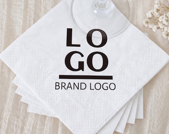 Individuell gestaltete Cocktailservietten mit Logo, personalisierte Servietten für geschäftliche Hochzeiten und Partys