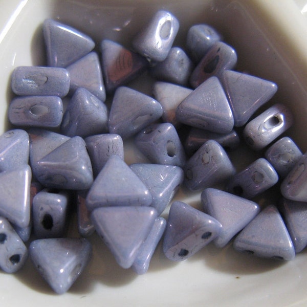 Clearance - Kheops Par Puca Beads - Czech pressed 2-hole glass beads, Triangle, 6 mm, Blue Luster - Approximately 6 grams/40 Beads