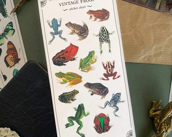 Vintage Frog Sticker Sheet: Green Academia Planner Stickers