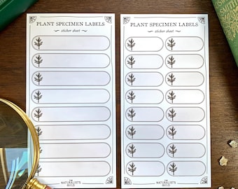 Plant Specimen Adhesive Label Sheet - Botanical Specimen Labels