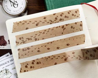 Dinosaur Footprints Washi Tape: Paleontology Journalling Dinosaur Stationery
