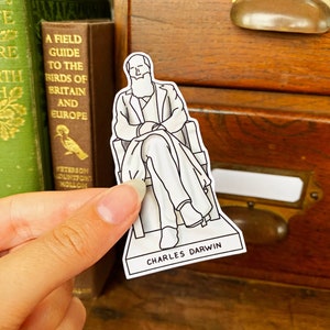 Adesivo lucido della statua di Charles Darwin, adesivo per laptop del Museo di storia naturale dell'evoluzione