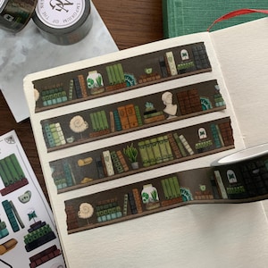 Dark Academia Washi Tape: Vintage Books & Natural History Stationery