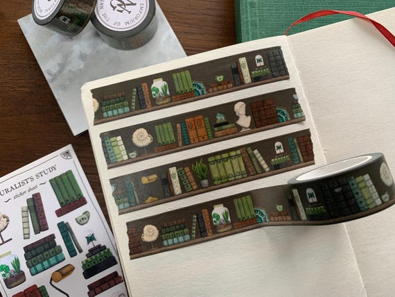 Dark Academia Washi Tape: Vintage Books & Natural History Stationery