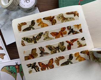 Moths Vintage Style Washi Tape: Insects Decorative Tape Entomology Stationery