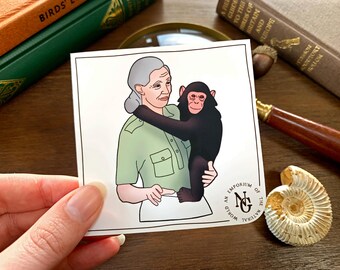 Jane Goodall Vinyl Sticker: Primatologist Laptop Accessory Sticker