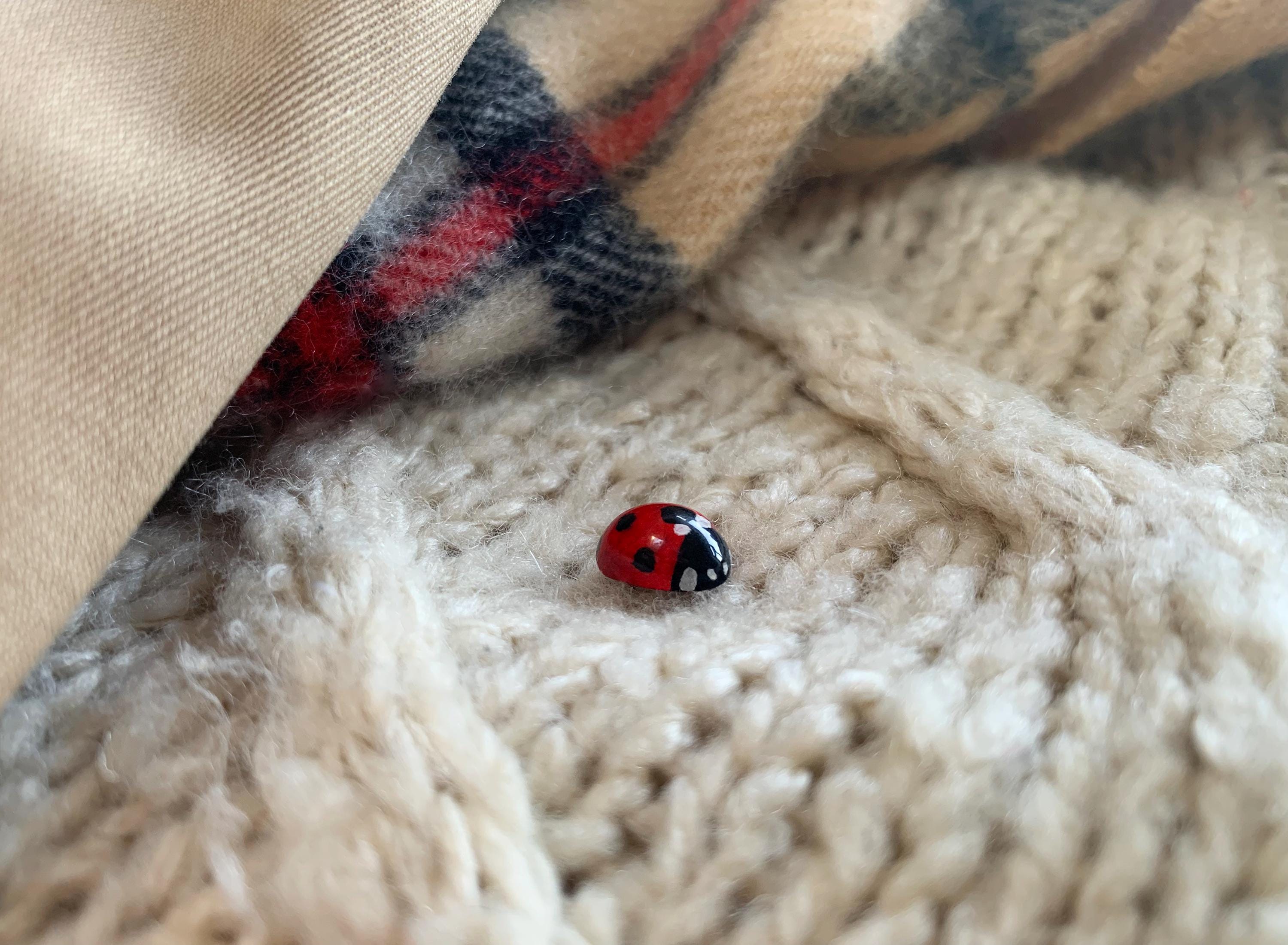 Handmade Miniature Ladybug Pin: Realistic Insect Brooch