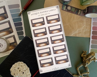 Apothecary Drawer Handle Adhesive Labels: Dark Academia Label Stickers