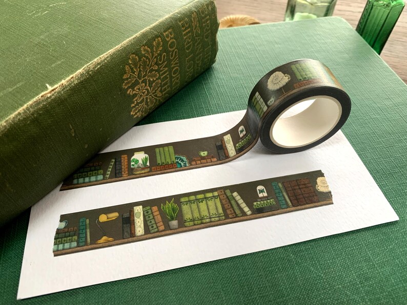 Dark Academia Washi Tape: Vintage Books & Natural History Stationery image 5