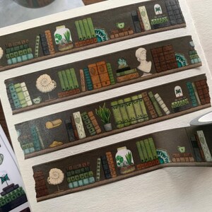 Dark Academia Washi Tape: Vintage Books & Natural History Stationery image 2