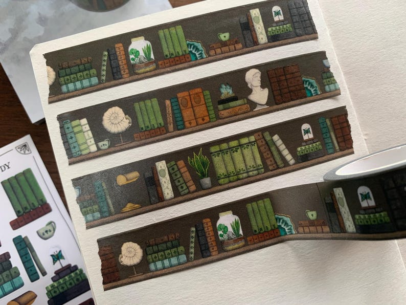 Dark Academia Washi Tape: Vintage Books & Natural History Stationery image 2