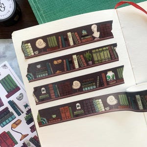 Natural History Dark Academia washitape, vintage boeken rariteitenkabinet decoratieve tape, planner en dagboekdecor, natuurplakboek