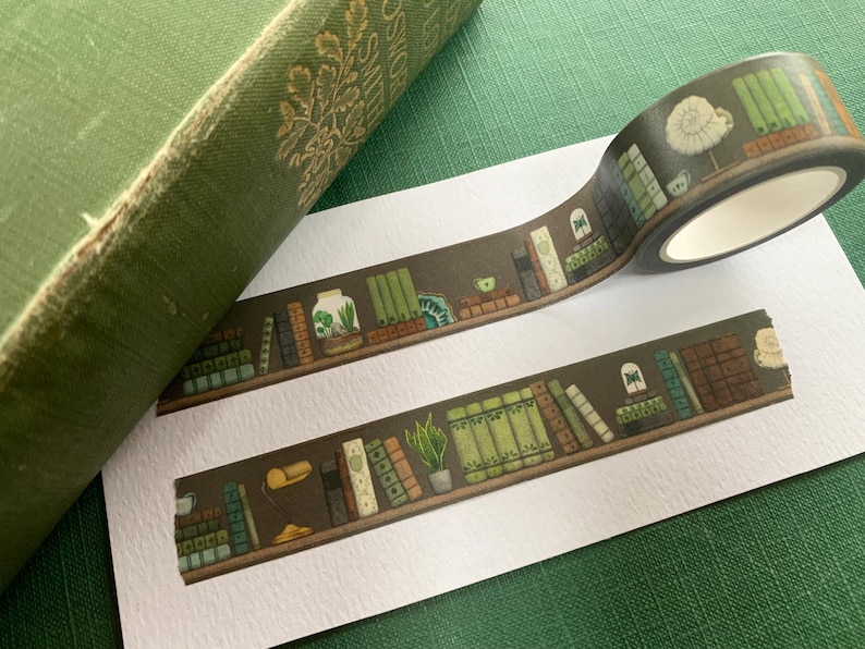 Dark Academia Washi Tape: Vintage Books & Natural History Stationery image 4
