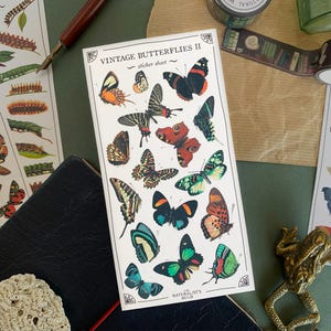 Vintage Schmetterling II Journal Aufkleber, Tier BuJo Insekt Aufkleber, bunte Natur dekorative Aufkleber, niedliches kleines Schreibwaren Geschenk