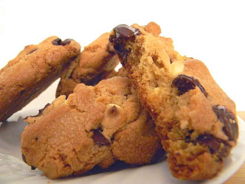 Dark Chocolate & White Chocolate Chip Cookies ONE DOZEN 12 Etsy