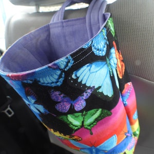 Car Trash Bag,Trash Bin,Cute Car Accessory,Headrest Bag,Trash Container,Walker Bag,Toy Organizer,Bedpost Bag, Butterflies image 4