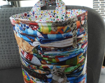 Car Trash Bag,Trash Bin,Cute Car Accessory,Headrest Bag,Trash Container,Walker Bag,Toy Organizer,Bedpost Bag,Realistic Cats & Quilting