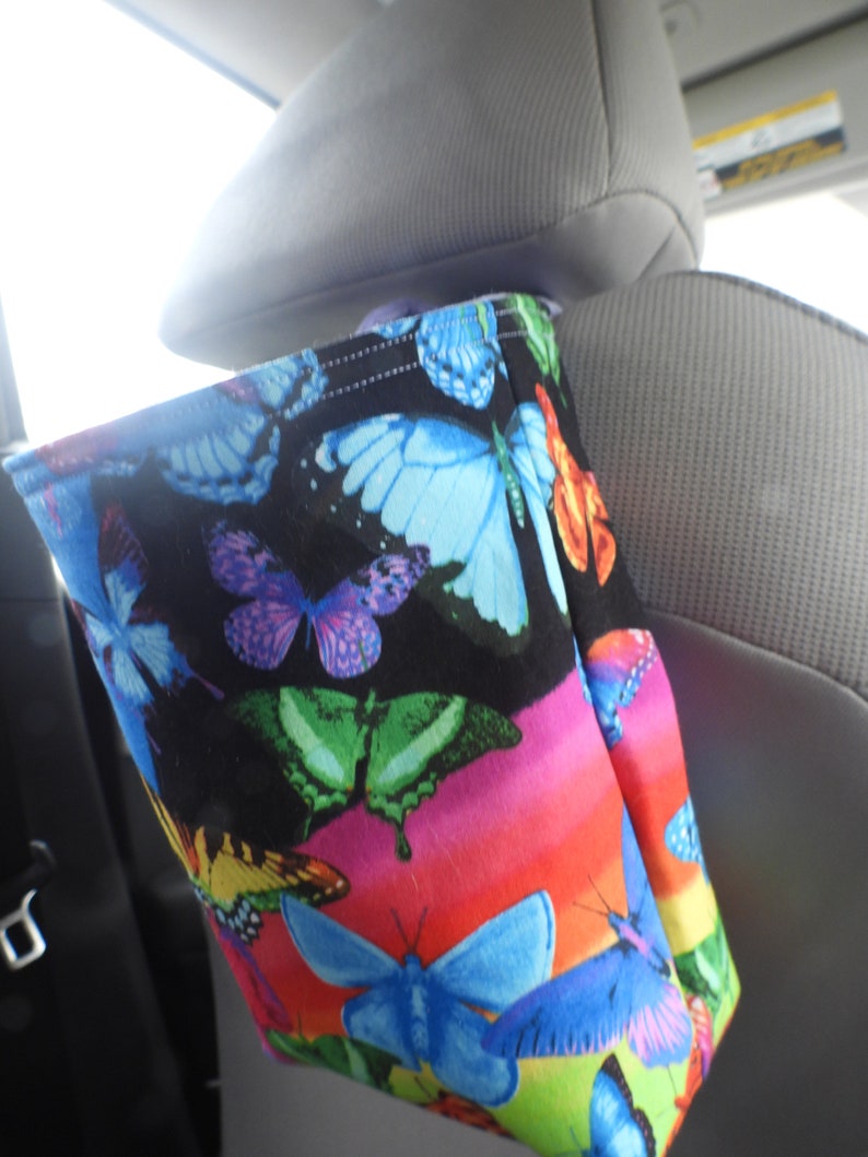 Car Trash Bag,Trash Bin,Cute Car Accessory,Headrest Bag,Trash Container,Walker Bag,Toy Organizer,Bedpost Bag, Butterflies image 5