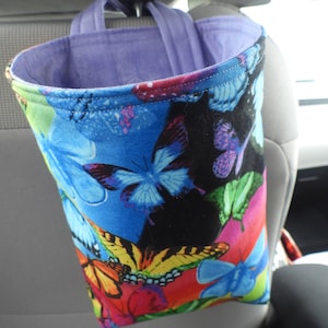 Car Trash Bag,Trash Bin,Cute Car Accessory,Headrest Bag,Trash Container,Walker Bag,Toy Organizer,Bedpost Bag, Butterflies image 1