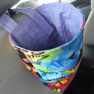 Car Trash Bag,Trash Bin,Cute Car Accessory,Headrest Bag,Trash Container,Walker Bag,Toy Organizer,Bedpost Bag, Butterflies image 2