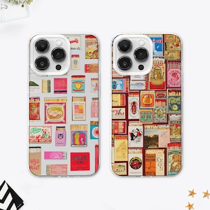 Coquette Matchbook MagSafe Phone Case, Vintage Matchbox Art Phone Cover, Retro Trendy Matches Gift, iPhone 16 Pro 15 14 13, Samsung S25 S24