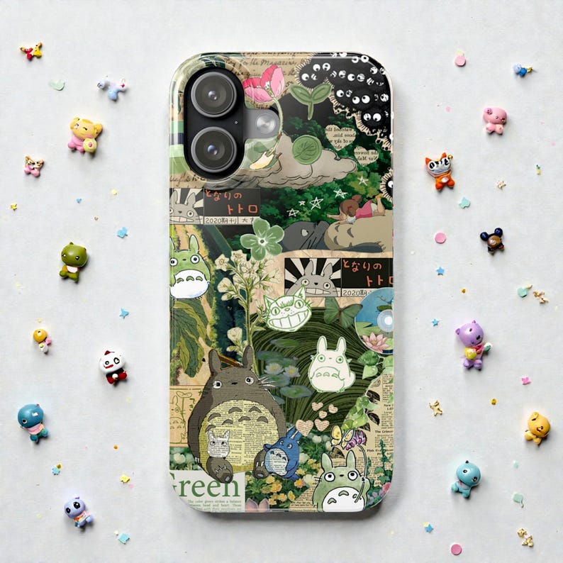 Green Manga Collage Phone Case: Grunge Anime Moodboard Cover iPhone 17 16 15 14 13 12 11 x 7 8 magsafe case, Samsung s25 s24 s23 s22 s21 s20 magnetic cover, japanese cartoon character case, juminocore aesthetic, newspaper aesthetic case, green anime moodboard, forest spirit gift, japanese anime studio black cat case, anime movie studio inspired case, green monster cover, japanese comics aesthetic, weeb lover case, decoden kawaii case, fluffy cute monster, spirit anime lover gift, cottagecore