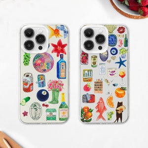 European Summer Scrapbook Phone Case, Coastal Aesthetic Phone Cover, Summer Beachy Gift, Preppy Sardine Tin, iPhone 15 14 13 12, Samsung S24