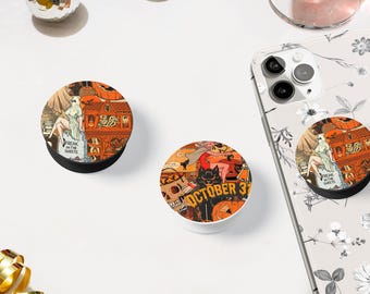 Halloween Autumn Collage Phone Grip, Freak Show Kindle Grip, Spooky Retro Gift, Horror Movie Kindle Holder, Pumpkin Season Phone Charm