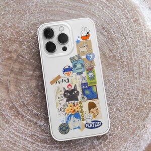 Japanese Aesthetic Receipt MagSafe Phone Case, Anime Cartoon Cat Cover, Manga Mood Board Gift, iPhone 16 15 14 13 Pro 12, Samsung S24 S23, japanese anime art case, japan playlist y2k scrapbook case, retro anime cat gift, anime floral receipt case
