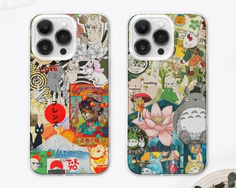 Manga Anime Cat Moodboard Phone Case, Japanese Cartoon Collage Gift iPhone 17 16 Samsung