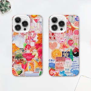 Fruity European Summer Moodboard Phone Case, Summer Cocktail Phone Cover, Spritz Gift, La Dolce Vita, iPhone 15 14 Pro 13, Samsung S24 S21