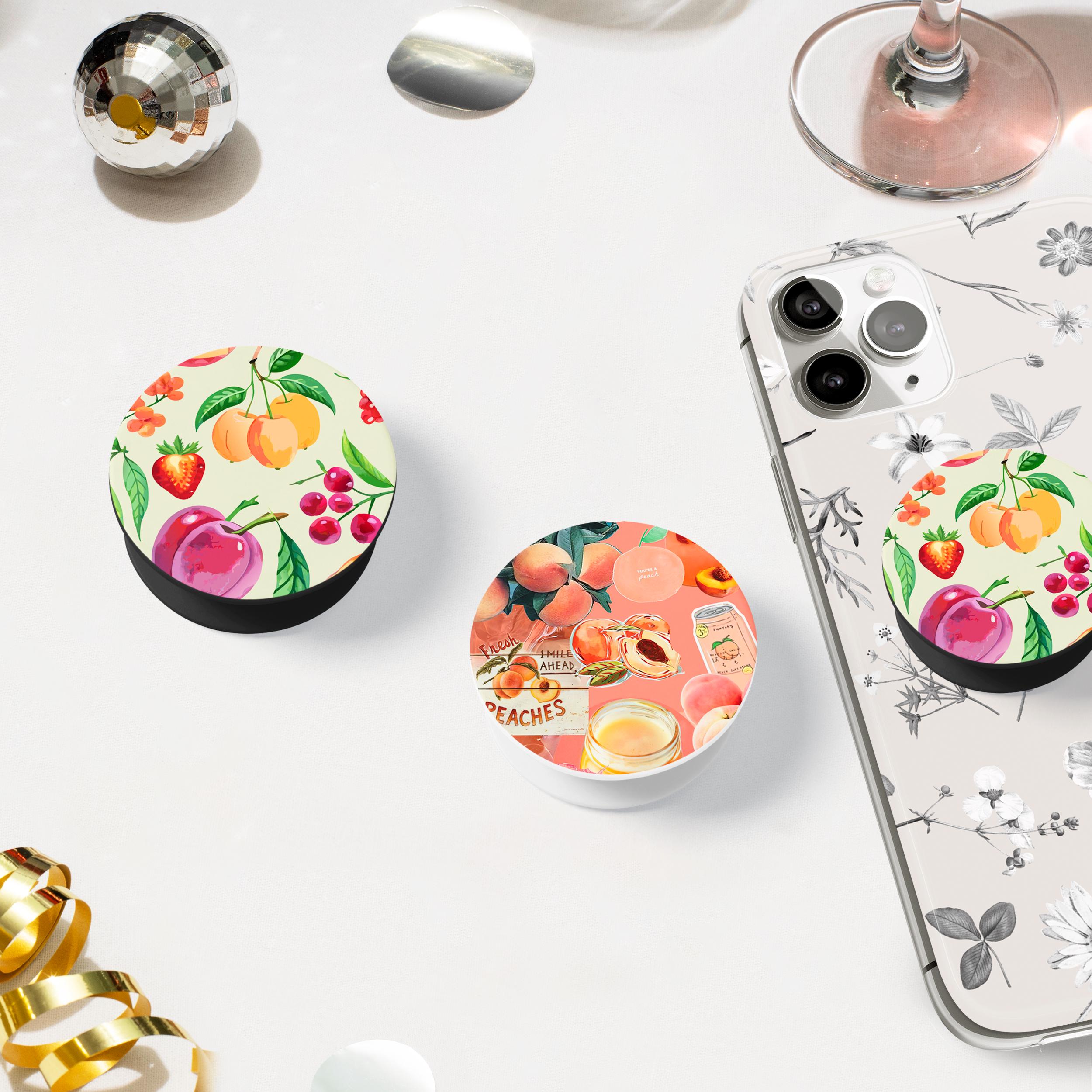 Summer Themed Peach Phone Grip, Girly Fruit Collage Kindle Grip, Strawberry Gift, Pink Coquette Kindle Holder, European Summer Phone Charm