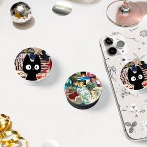 Japoński uchwyt na telefon z motywem anime, uchwyt Kindle inspirowany sztuką mangi K-dramy, japoński uchwyt Kindle z komiksami kota, zawieszka na telefon z grunge anime