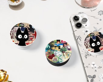 Japanese Anime Moodboard Phone Holder, Manga K-drama Art Inspired Kindle Grip, Japanese Comics Cat Kindle Holder, Grunge Anime Phone Charm