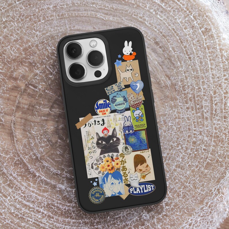 Japanese Aesthetic Receipt MagSafe Phone Case, Anime Cartoon Cat Cover, Manga Mood Board Gift, iPhone 16 15 14 13 Pro 12, Samsung S24 S23, japanese anime art case, japan playlist y2k scrapbook case, retro anime cat gift, anime floral receipt case
