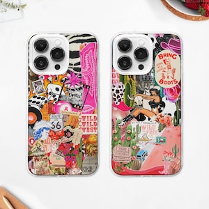 Preppy Cowgirl Moodboard MagSafe Phone Case, Western Cowboy Rodeo Cover, Yeehaw Howdy Phone Case, iPhone 16 Pro 15 14, Samsung S25 S24 S23